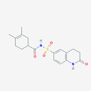 3,4-dimethyl-N-[(2-oxo-3,4-dihydro-1H-quinolin-6-yl)sulfonyl]cyclohex-3-ene-1-carboxamide