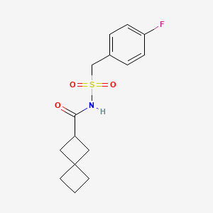 molecular formula C15H18FNO3S B7245917 N-[(4-fluorophenyl)methylsulfonyl]spiro[3.3]heptane-2-carboxamide 