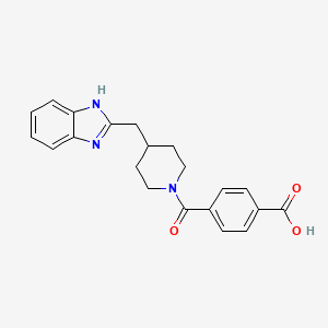 molecular formula C21H21N3O3 B7245959 4-[4-(1H-benzimidazol-2-ylmethyl)piperidine-1-carbonyl]benzoic acid 