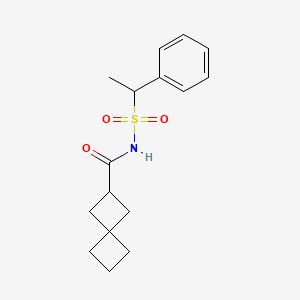 molecular formula C16H21NO3S B7245991 N-(1-phenylethylsulfonyl)spiro[3.3]heptane-2-carboxamide 