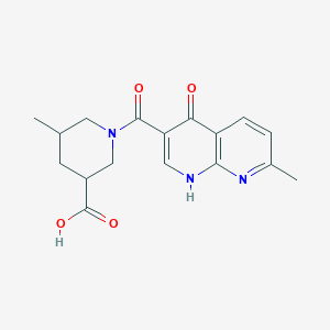 5-methyl-1-(7-methyl-4-oxo-1H-1,8-naphthyridine-3-carbonyl)piperidine-3-carboxylic acid