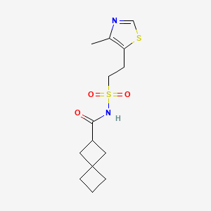 molecular formula C14H20N2O3S2 B7246055 N-[2-(4-methyl-1,3-thiazol-5-yl)ethylsulfonyl]spiro[3.3]heptane-2-carboxamide 