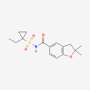 molecular formula C16H21NO4S B7246063 N-(1-ethylcyclopropyl)sulfonyl-2,2-dimethyl-3H-1-benzofuran-5-carboxamide 