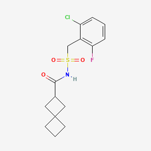 molecular formula C15H17ClFNO3S B7246093 N-[(2-chloro-6-fluorophenyl)methylsulfonyl]spiro[3.3]heptane-2-carboxamide 