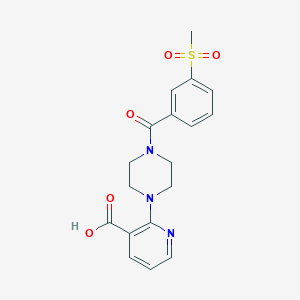 molecular formula C18H19N3O5S B7246112 2-[4-(3-Methylsulfonylbenzoyl)piperazin-1-yl]pyridine-3-carboxylic acid 