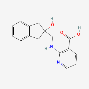 molecular formula C16H16N2O3 B7246126 2-[(2-Hydroxy-1,3-dihydroinden-2-yl)methylamino]pyridine-3-carboxylic acid 