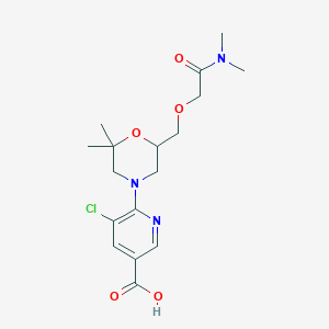 molecular formula C17H24ClN3O5 B7246158 5-Chloro-6-[6-[[2-(dimethylamino)-2-oxoethoxy]methyl]-2,2-dimethylmorpholin-4-yl]pyridine-3-carboxylic acid 