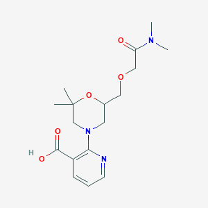 molecular formula C17H25N3O5 B7246159 2-[6-[[2-(Dimethylamino)-2-oxoethoxy]methyl]-2,2-dimethylmorpholin-4-yl]pyridine-3-carboxylic acid 