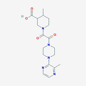 molecular formula C18H25N5O4 B7246168 4-Methyl-1-[2-[4-(3-methylpyrazin-2-yl)piperazin-1-yl]-2-oxoacetyl]piperidine-3-carboxylic acid 