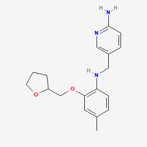 molecular formula C18H23N3O2 B7246182 5-[[4-Methyl-2-(oxolan-2-ylmethoxy)anilino]methyl]pyridin-2-amine 