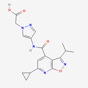 2-[4-[(6-Cyclopropyl-3-propan-2-yl-[1,2]oxazolo[5,4-b]pyridine-4-carbonyl)amino]pyrazol-1-yl]acetic acid