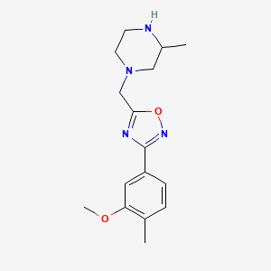 molecular formula C16H22N4O2 B7246242 3-(3-Methoxy-4-methylphenyl)-5-[(3-methylpiperazin-1-yl)methyl]-1,2,4-oxadiazole 