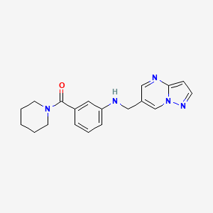 molecular formula C19H21N5O B7246262 Piperidin-1-yl-[3-(pyrazolo[1,5-a]pyrimidin-6-ylmethylamino)phenyl]methanone 