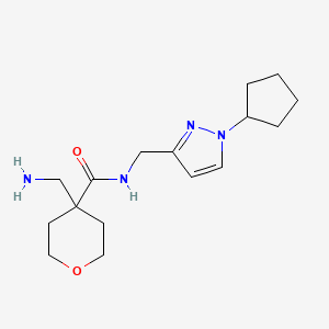 4-(aminomethyl)-N-[(1-cyclopentylpyrazol-3-yl)methyl]oxane-4-carboxamide