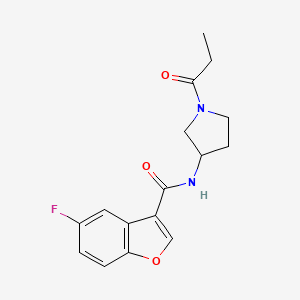 molecular formula C16H17FN2O3 B7246363 5-fluoro-N-(1-propanoylpyrrolidin-3-yl)-1-benzofuran-3-carboxamide 