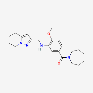 molecular formula C22H30N4O2 B7247317 Azepan-1-yl-[4-methoxy-3-(4,5,6,7-tetrahydropyrazolo[1,5-a]pyridin-2-ylmethylamino)phenyl]methanone 