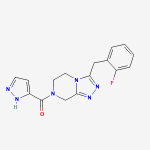 [3-[(2-fluorophenyl)methyl]-6,8-dihydro-5H-[1,2,4]triazolo[4,3-a]pyrazin-7-yl]-(1H-pyrazol-5-yl)methanone