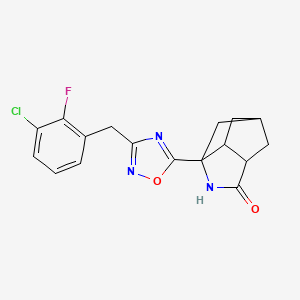 3-[3-[(3-Chloro-2-fluorophenyl)methyl]-1,2,4-oxadiazol-5-yl]-4-azatricyclo[4.2.1.03,7]nonan-5-one