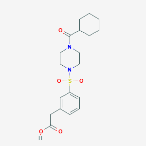 2-[3-[4-(Cyclohexanecarbonyl)piperazin-1-yl]sulfonylphenyl]acetic acid