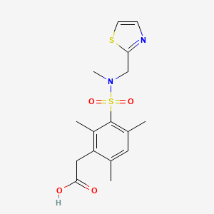 2-[2,4,6-Trimethyl-3-[methyl(1,3-thiazol-2-ylmethyl)sulfamoyl]phenyl]acetic acid