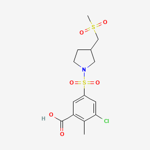 3-Chloro-2-methyl-5-[3-(methylsulfonylmethyl)pyrrolidin-1-yl]sulfonylbenzoic acid