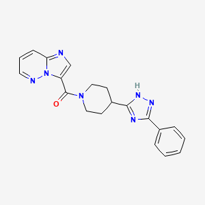 molecular formula C20H19N7O B7247730 imidazo[1,2-b]pyridazin-3-yl-[4-(3-phenyl-1H-1,2,4-triazol-5-yl)piperidin-1-yl]methanone 