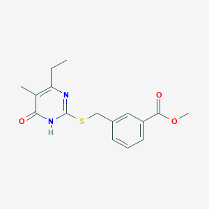 molecular formula C16H18N2O3S B7253392 methyl 3-[(4-ethyl-5-methyl-6-oxo-1H-pyrimidin-2-yl)sulfanylmethyl]benzoate 