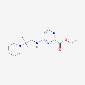 molecular formula C15H24N4O2S B7256814 Ethyl 4-[(2-methyl-2-thiomorpholin-4-ylpropyl)amino]pyrimidine-2-carboxylate 