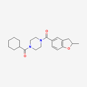 molecular formula C21H28N2O3 B7258031 Cyclohexyl-[4-(2-methyl-2,3-dihydro-1-benzofuran-5-carbonyl)piperazin-1-yl]methanone 