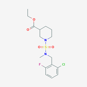 molecular formula C16H22ClFN2O4S B7262942 Ethyl 1-[(2-chloro-6-fluorophenyl)methyl-methylsulfamoyl]piperidine-3-carboxylate 