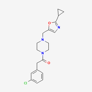 2-(3-Chlorophenyl)-1-[4-[(2-cyclopropyl-1,3-oxazol-5-yl)methyl]piperazin-1-yl]ethanone