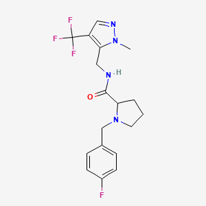 1-[(4-fluorophenyl)methyl]-N-[[2-methyl-4-(trifluoromethyl)pyrazol-3-yl]methyl]pyrrolidine-2-carboxamide