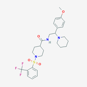 N-[2-(4-methoxyphenyl)-2-piperidin-1-ylethyl]-1-[2-(trifluoromethyl)phenyl]sulfonylpiperidine-4-carboxamide