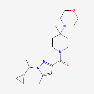 [1-(1-Cyclopropylethyl)-5-methylpyrazol-3-yl]-(4-methyl-4-morpholin-4-ylpiperidin-1-yl)methanone