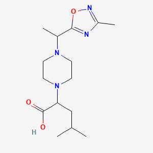 4-Methyl-2-[4-[1-(3-methyl-1,2,4-oxadiazol-5-yl)ethyl]piperazin-1-yl]pentanoic acid