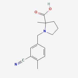 1-[(3-Cyano-4-methylphenyl)methyl]-2-methylpyrrolidine-2-carboxylic acid