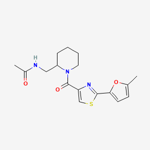 N-[[1-[2-(5-methylfuran-2-yl)-1,3-thiazole-4-carbonyl]piperidin-2-yl]methyl]acetamide