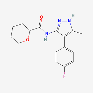 N-[4-(4-fluorophenyl)-5-methyl-1H-pyrazol-3-yl]oxane-2-carboxamide