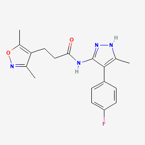 3-(3,5-dimethyl-1,2-oxazol-4-yl)-N-[4-(4-fluorophenyl)-5-methyl-1H-pyrazol-3-yl]propanamide