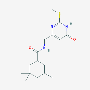 3,3,5-trimethyl-N-[(2-methylsulfanyl-6-oxo-1H-pyrimidin-4-yl)methyl]cyclohexane-1-carboxamide