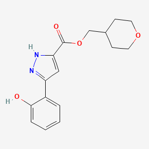 molecular formula C16H18N2O4 B7264772 oxan-4-ylmethyl 3-(2-hydroxyphenyl)-1H-pyrazole-5-carboxylate 