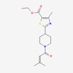 molecular formula C17H24N2O3S B7266573 Ethyl 4-methyl-2-[1-(3-methylbut-2-enoyl)piperidin-4-yl]-1,3-thiazole-5-carboxylate 