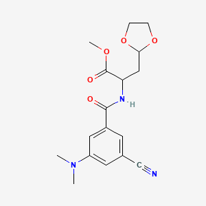 molecular formula C17H21N3O5 B7266591 Methyl 2-[[3-cyano-5-(dimethylamino)benzoyl]amino]-3-(1,3-dioxolan-2-yl)propanoate 