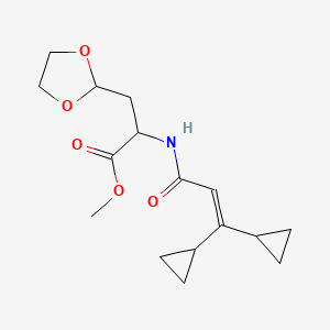 molecular formula C16H23NO5 B7266599 Methyl 2-(3,3-dicyclopropylprop-2-enoylamino)-3-(1,3-dioxolan-2-yl)propanoate 