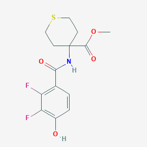 molecular formula C14H15F2NO4S B7266614 Methyl 4-[(2,3-difluoro-4-hydroxybenzoyl)amino]thiane-4-carboxylate 