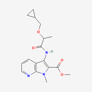 molecular formula C17H21N3O4 B7266691 Methyl 3-[2-(cyclopropylmethoxy)propanoylamino]-1-methylpyrrolo[2,3-b]pyridine-2-carboxylate 