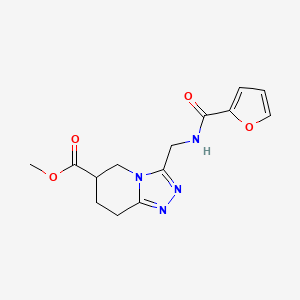 molecular formula C14H16N4O4 B7267243 Methyl 3-[(furan-2-carbonylamino)methyl]-5,6,7,8-tetrahydro-[1,2,4]triazolo[4,3-a]pyridine-6-carboxylate 