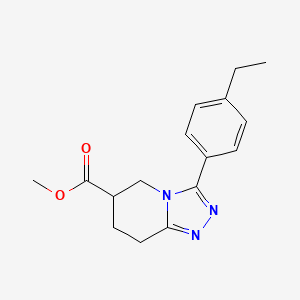 molecular formula C16H19N3O2 B7267297 Methyl 3-(4-ethylphenyl)-5,6,7,8-tetrahydro-[1,2,4]triazolo[4,3-a]pyridine-6-carboxylate 