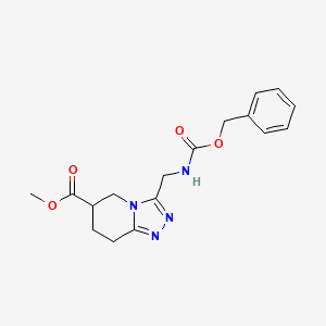 molecular formula C17H20N4O4 B7267392 Methyl 3-(phenylmethoxycarbonylaminomethyl)-5,6,7,8-tetrahydro-[1,2,4]triazolo[4,3-a]pyridine-6-carboxylate 