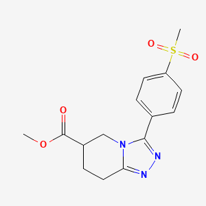 molecular formula C15H17N3O4S B7267407 Methyl 3-(4-methylsulfonylphenyl)-5,6,7,8-tetrahydro-[1,2,4]triazolo[4,3-a]pyridine-6-carboxylate 